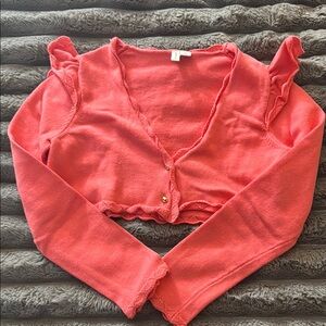 Janie and Jack Coral Ruffle Crop sweater
